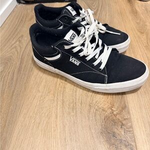 Vans Classic Black Canvas Shoes with White Details